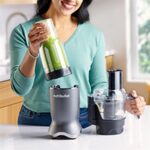 Batidora de vaso - nutribullet Ultra Plus+, Sistema 3 en 1 compacto, 1200 W, 0.9 l, Procesador de alimentos, Molinillo, Batidora, Gris oscuro - Imagen 3