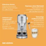 Cafetera espresso - SEVERIN KA 5997, 20 bar, 1,350 W, 10 tazas, Gris - Imagen 3