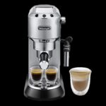 Cafetera express - De'Longhi Dedica EC685.M, 1300 W, 15 bar, Thermoblock, Espresso manual, Función 2 tazas, Metalizado