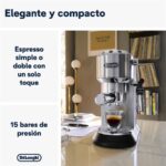 Cafetera express - De'Longhi Dedica EC685.M, 1300 W, 15 bar, Thermoblock, Espresso manual, Función 2 tazas, Metalizado - Imagen 2