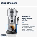 Cafetera express - De'Longhi Dedica EC685.M, 1300 W, 15 bar, Thermoblock, Espresso manual, Función 2 tazas, Metalizado - Imagen 5