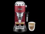 Cafetera express - De'Longhi Dedica EC685.R, 1300 W, 15 bar, Thermoblock, Espresso manual, Función 2 tazas, Rojo