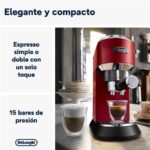 Cafetera express - De'Longhi Dedica EC685.R, 1300 W, 15 bar, Thermoblock, Espresso manual, Función 2 tazas, Rojo - Imagen 2
