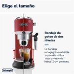 Cafetera express - De'Longhi Dedica EC685.R, 1300 W, 15 bar, Thermoblock, Espresso manual, Función 2 tazas, Rojo - Imagen 5