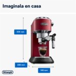 Cafetera express - De'Longhi Dedica EC685.R, 1300 W, 15 bar, Thermoblock, Espresso manual, Función 2 tazas, Rojo - Imagen 6