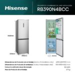 Hisense RB390N4BCC - Frigorífico combi No Frost, 186 cm, 304 L, Inox - Imagen 3