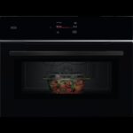 Horno compacto - AEG TM7NK721B, Multifunción, Esmalte fácil de limpiar, 44 l, Función Microondas, Cocción asistida, 60 cm, Negro