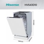 Hisense HV543D10 - Lavavajillas integrable, 11 servicios, 45 cm, Sin panelar - Imagen 3