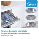 Midea MDWEF1433DW-WA - Lavavajillas de libre instalación, 14 servicios, 60 cm, Blanco - Imagen 10