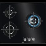 Placa de gas - AEG HKB63320NB, 3 quemadores, Gas natural, Cristal, 60 cm, Negro