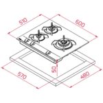 Placa de gas - Teka GBC 63010, 3 zonas, Gas natural, Mandos frontales ergonómicos, 60 cm, Negro - Imagen 2