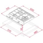 Placa de gas - Teka GZC 63310, 3 zonas, Gas natural, ExactFlame, 60 cm, Negro - Imagen 2