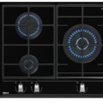 Placa de gas - Teka GZC 63310 XBB, 3 zonas, Gas butano, ExactFlame, 60 cm, Negro