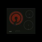 Placa vitrocerámica - Cata TD 6003 BR/A, 3 zonas, Zona grande 27 cm, Quick-Fix System, 59 cm, Negro