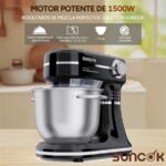 Robot amasador - SUNCOK B03B, 1500 W, 5,5 l, Negro - Imagen 3