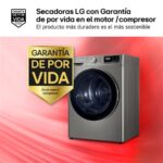 LG RH90V9PV2N - Secadora con bomba de calor, 9 kg, Acero Inoxidable - Imagen 2