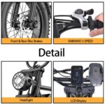 Headeer BK20 (ATM) - Bicicleta eléctrica todoterreno, 80 km, Negro - Imagen 10
