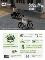 Velopro C1 PRO - Bicicleta eléctrica de ciudad, 250 W, 150 km, Verde - Imagen 2