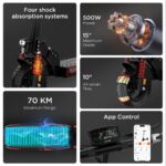Hitway H9 - Patinete eléctrico, 1200 W, 25 km/h, 70 km, Rojo - Imagen 2